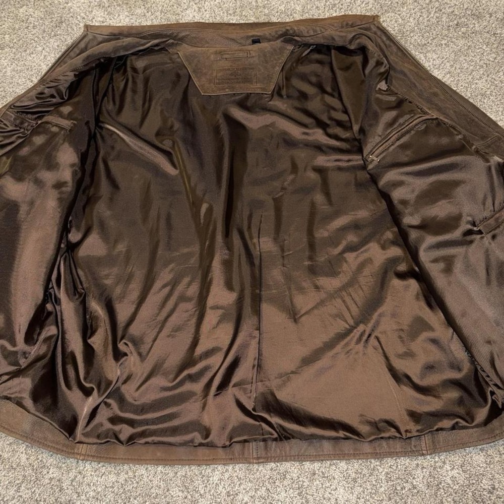 Roundtree & Yorke Men's Distressed Brown Genuine Leather Jacket 4X - Picture 3 of 6